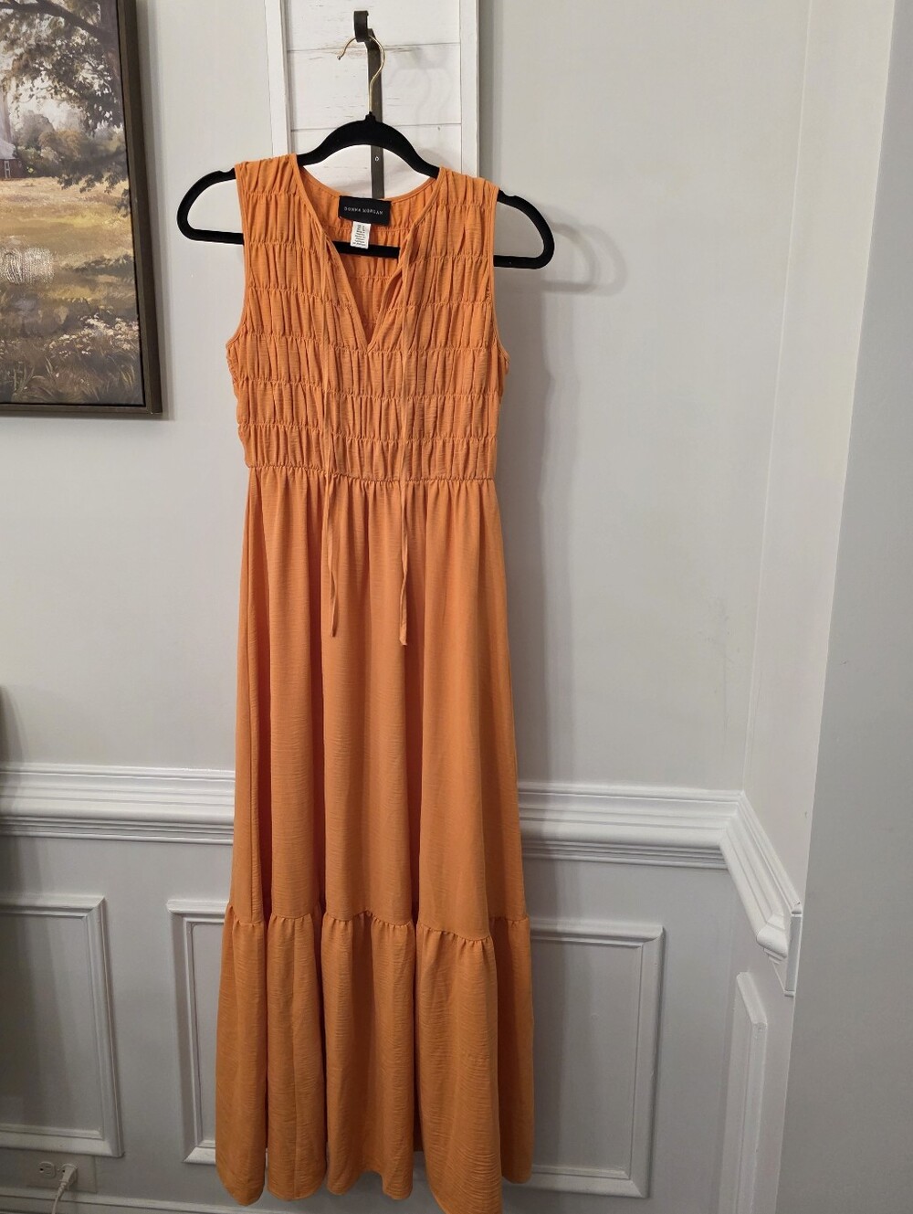 Donna Morgan Orange Sleeveless Smocked Maxi Dress Size 0